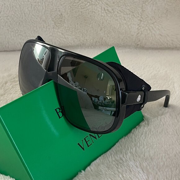 Moncler Diffractor ML 0206 05C Black Mirror Oversized Sunglasses Frame 66-11-140 - Picture 2 of 16